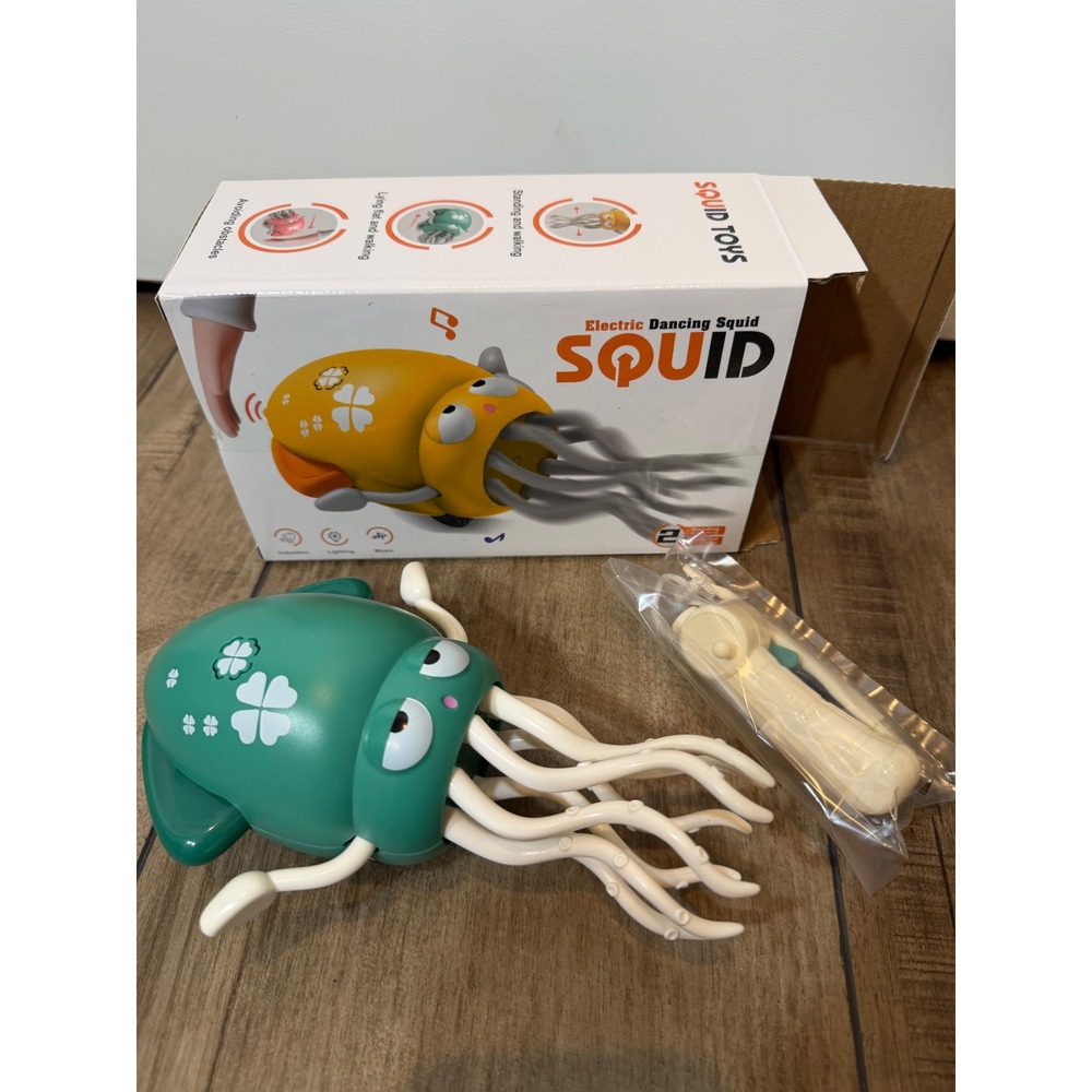 Squid Toys Electric Dancing Squid Teal Green Interactive Walking Music Light Toy